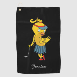 キュートバーディモノグラム（黒） ゴルフタオル