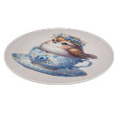 キュートバードインフローラティーカップコテージコアート カッティングボード (角)