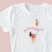 キュートバードオンバルーン子供の誕生日パーティー Tシャツ