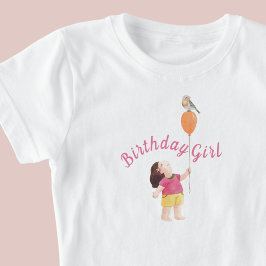 キュートバードオンバルーン子供の誕生日パーティー Tシャツ