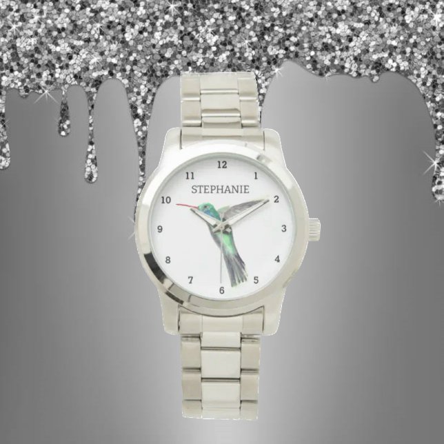 キュートバードハミングバードフラワーコリブリ自然 腕時計 (クリエイターアップロード済み)