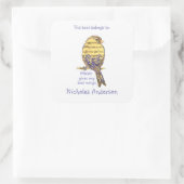 キュートバードミュージック与えウイング引用文蔵書票 スクエアシール (バッグ)