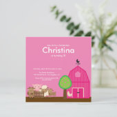 キュートバーンヤードファームアニマルズ誕生日パーティー招待状 招待状 (スタンド正面)