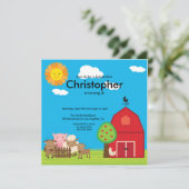 キュートバーンヤードファームアニマルズ誕生日パーティー招待状 招待状 (スタンド正面)