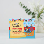 キュートパイレーツ船バント男の赤ちゃん誕生日 ポストカード (スタンド正面)