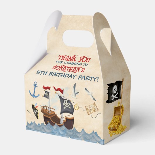 キュートパイレーツ誕生日パーチメント水の色 フェイバーボックス (正面サイド)