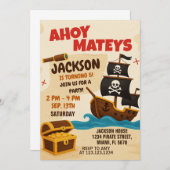 キュートパイレーツ誕生日招待状 子供へ 招待状 (正面/裏面)