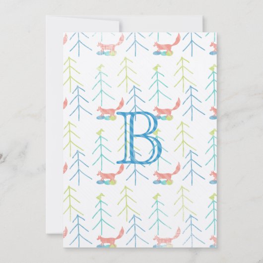キュートパインズキツネ男の赤ちゃんシャワー招待状 招待状 (裏面)