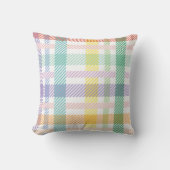 キュートパカラフルステルタータンチェック格子模様 クッション (正面)