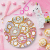 キュートパカラフルステルドーナツ誕生日 ペーパープレート (パーティー)