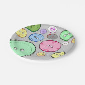 キュートパカラフルステルボタンイラストレーション ペーパープレート (アングル)