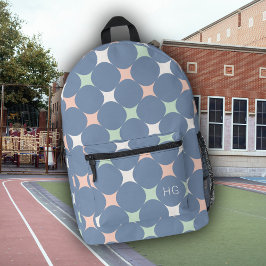 キュートパガーリーステルブルーモノグラムイニシャル プリントバックパック