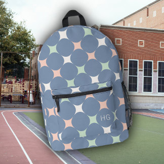 キュートパガーリーステルブルーモノグラムイニシャル プリントバックパック