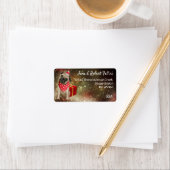 キュートパグブルドッグバンダナレッドボックスフェスティバルカスタム ラベル (インサイチュ)