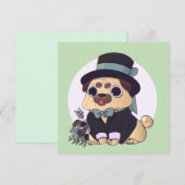 キュートパグ招待状 招待状 (正面/裏面)