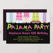 キュートパジャマパーティーバースデーパーティ招待状 招待状 (正面/裏面)