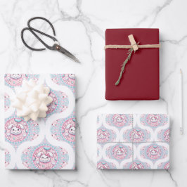 キュートパステルかわいいズバニードットマンダラレトロオギー ラッピングペーパーシート