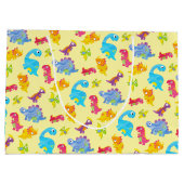 キュートパステルイエローユニセックスベビー恐竜誕生日 ラージペーパーバッグ (裏面)