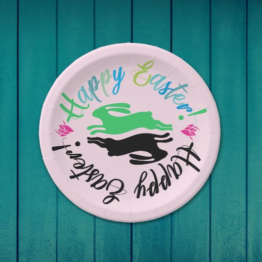 キュートパステルイースターバニーイラストレーション ペーパープレート