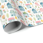 キュートパステルウォーターカラーハウスリアルティ ラッピングペーパー (ロールコーナー)