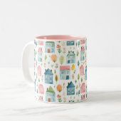 キュートパステルウォーターカラーハウス ツートーンマグカップ (正面左)