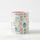 キュートパステルウォーターカラーハウス ツートーンマグカップ (中央)