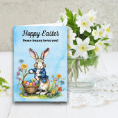 キュートパステルウォーターカラーヴィンテージイースターバニー シーズンカード