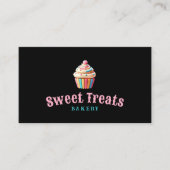 キュートパステルカップケーキベーカリー&パティシシェフブラック 名刺 (正面)