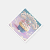 キュートパステルカップケーキ誕生日 スタンダードカクテルナプキン (角)