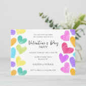 キュートパステルカラフルハートバレンタインデーパーティー 招待状 (スタンド正面)