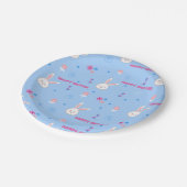 キュートパステルカラーイースターバニーフローラ紙プレート ペーパープレート (アングル)