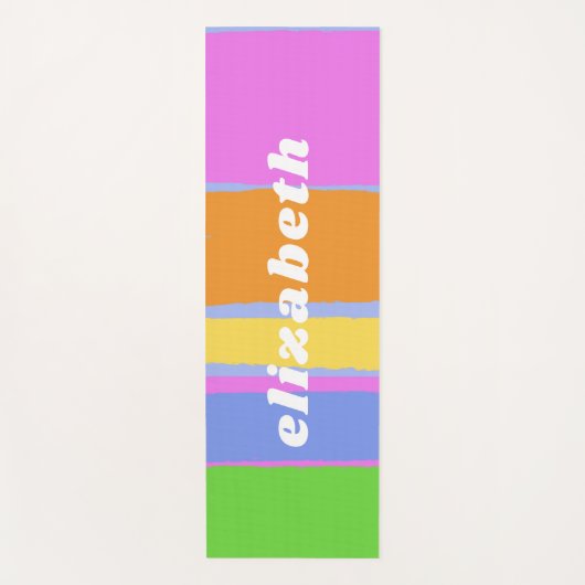 キュートパステルカラー鮮やかデザイン名前をカスタムする ヨガマット (正面)
