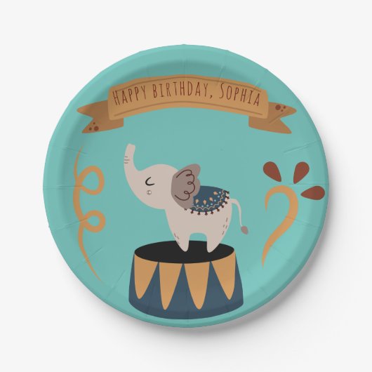 キュートパステルカーニバル誕生日テーマ ペーパープレート (正面)