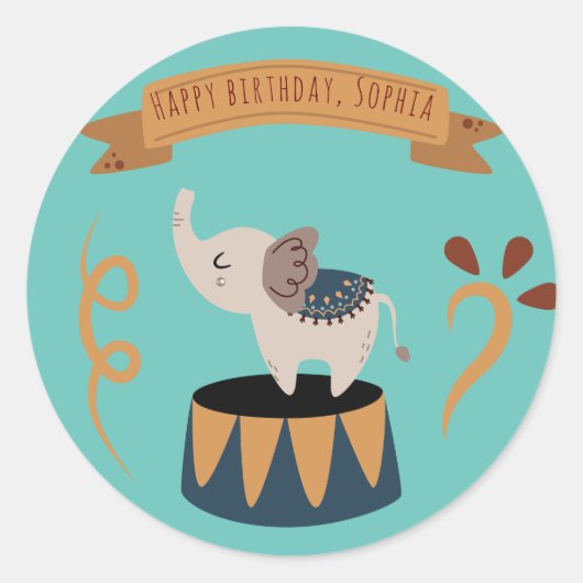 キュートパステルカーニバル誕生日テーマ ラウンドシール (正面)