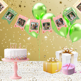 キュートパステルガールファミリーマイルストーンモーメント誕生日 バンティングフラッグ