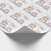 キュートパステルキッテンお誕生日ケーキ誕生日 ラッピングペーパー (角)