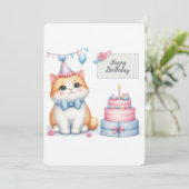 キュートパステルキッテンお誕生日ケーキ-誕生日カード シーズンカード (スタンド正面)