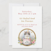 キュートパステルキッテンお誕生日ケーキ-誕生日 招待状 (裏面)