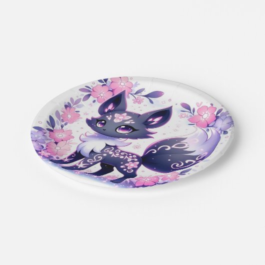 キュートパステルキツネベビーシャワー ペーパープレート (アングル)