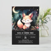 キュートパステルキツネ誕生日 招待状 (スタンド正面)