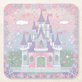キュートパステルキャッスルコースターセット スクエアペーパーコースター
