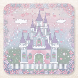 キュートパステルキャッスルコースターセット スクエアペーパーコースター