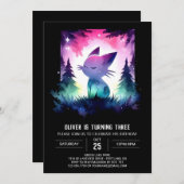 キュートパステルキャット誕生日 招待状 (正面/裏面)