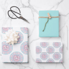 キュートパステルキャンディかわいいバニー水玉模様マンダラ ラッピングペーパーシート