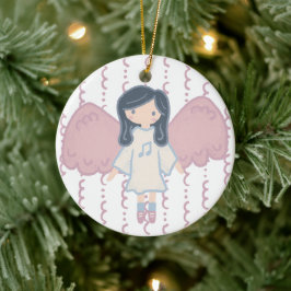 キュートパステルクリスマスエンジェルカスタムー年 セラミックオーナメント