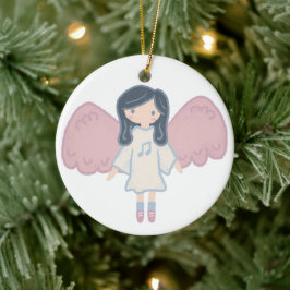 キュートパステルクリスマスエンジェルカスタムー年 セラミックオーナメント