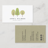 キュートパステルグリーンツリートリオ造園サービス 名刺 (正面/裏面)
