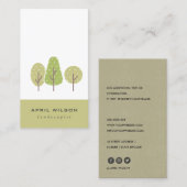 キュートパステルグリーンツリートリオ造園サービス 名刺 (正面/裏面)