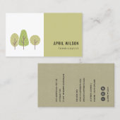 キュートパステルグリーンツリートリオ造園サービス 名刺 (正面/裏面)