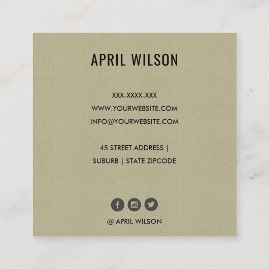 キュートパステルグリーンツリートリオ造園価格ラベル スクエア名刺 (裏面)